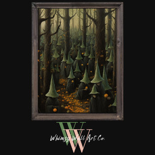 Halloween Witches i Forest Mörk Gothic Art Poster