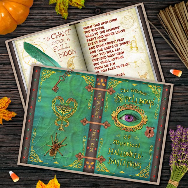 Halloween Witches Magic Spell Bok Eyeball Party Inbjudningar (Skapare uppladdad)