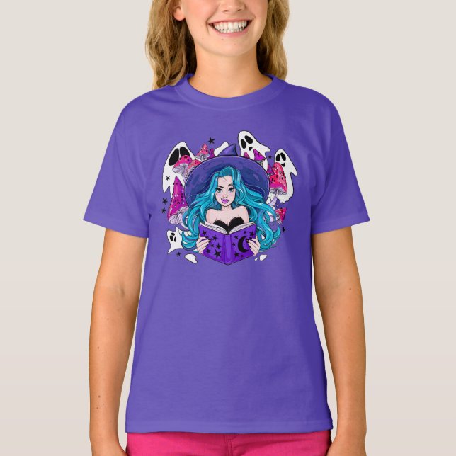 Halloween Witches och Ghost T Shirt (Framsida)