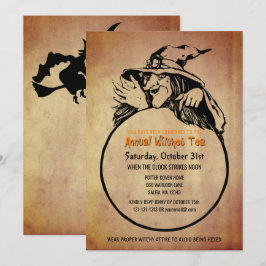Halloween Witches Tea Party Vintage Titta Inbjudningar