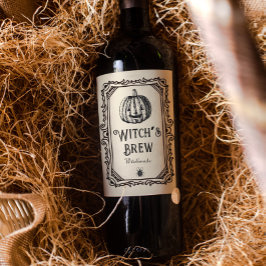 Halloween Witch's Brew Drinks Funny Spooky Vin Vinflaska Etikett