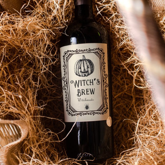 Halloween Witch's Brew Drinks Funny Spooky Vin Vinflaska Etikett (Skapare uppladdad)