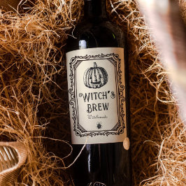 Halloween Witch's Brew Drinks Funny Spooky Vin Vinflaska Etikett