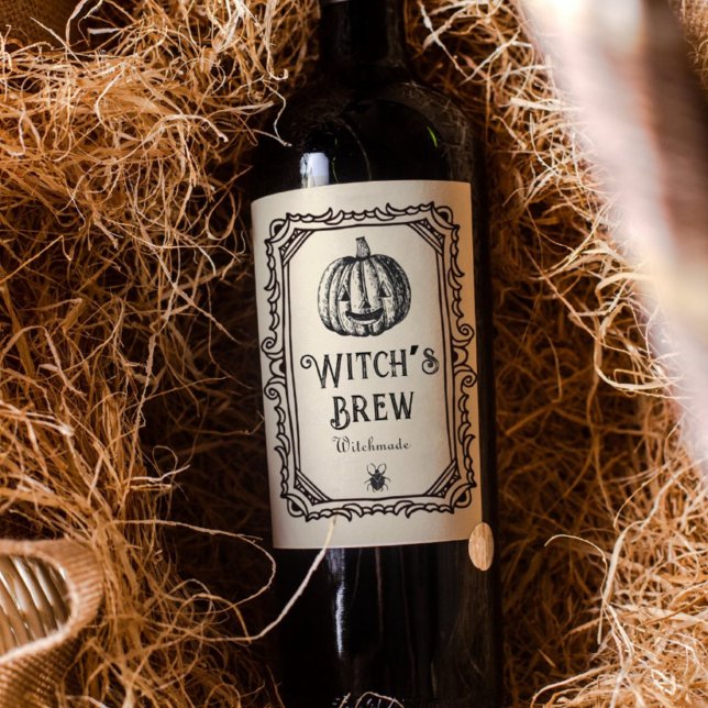 Halloween Witch's Brew Drinks Funny Spooky Vin Vinflaska Etikett (Skapare uppladdad)