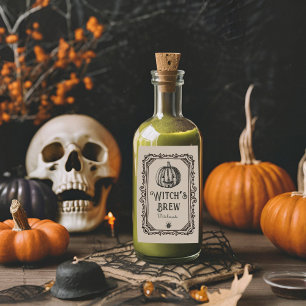 Halloween Witch's Brew Drinks Funny Spooky Vin Vinflaska Etikett