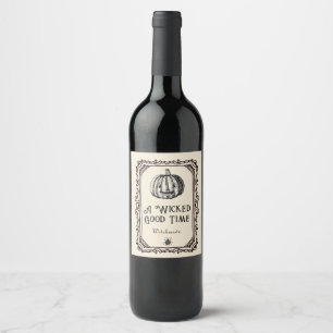 Halloween Witch's Brew Drinks Funny Spooky Vin Vinflaska Etikett