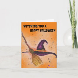 Halloween Witch's Hat and Broom Inbjudan