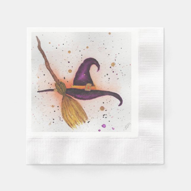 Halloween Witch's Hat and Broom Pappersservett (Framsidan)