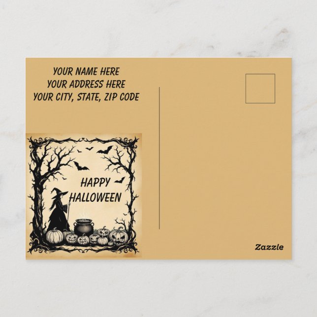 Halloween Witch's Potion, Halloween-inbjudan, Vykort (Baksida)