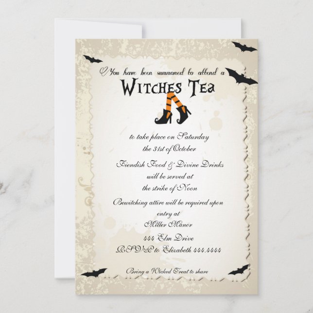 Halloween Witchs Tea Party-inbjudan Inbjudningar (Framsida)