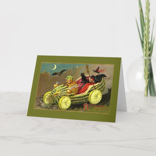 Halloween Witch's Watermelon Car Kort (Framsida)