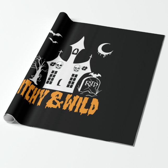 Halloween Witchy and Vild Birthday Presentpapper (Utrullad)