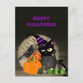 Halloween Witchy Black Cat För barn-vykort Vykort