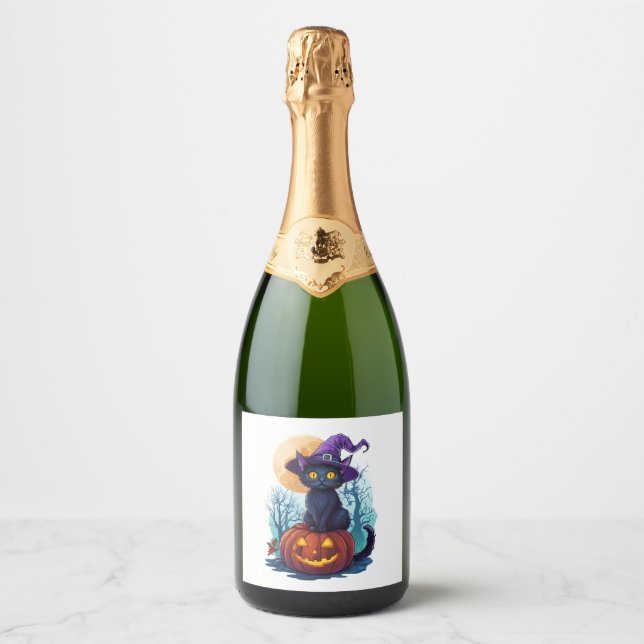 Halloween Witchy Cat på en Pumpkin (Framsida)