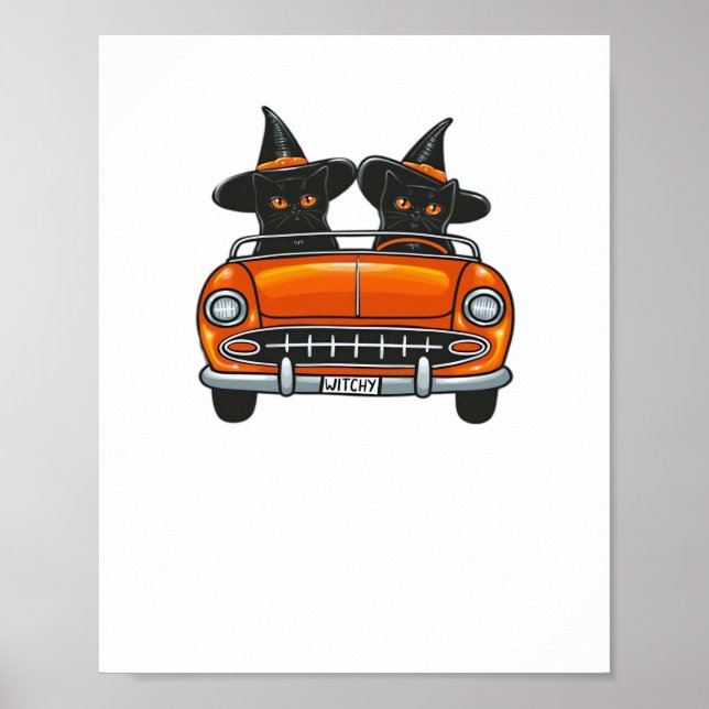 Halloween Witchy Cats Classic T-Shirt Poster (Framsidan)