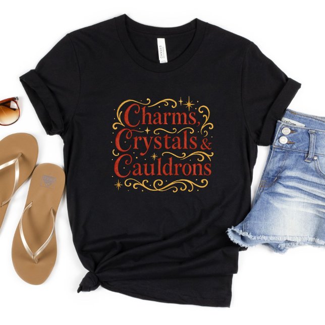 Halloween Witchy Charms Crystals Cauldrons Goth T Shirt (Charms Crystals Cauldrons Halloween Witchy Witchcraft Pagan T-shirt)