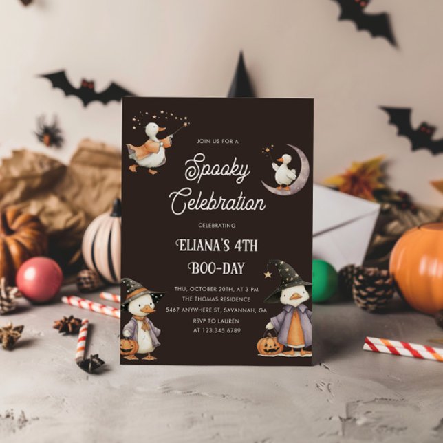 Halloween Witchy Goose Spooky Barns födelsedag Inbjudningar (Skapare uppladdad)