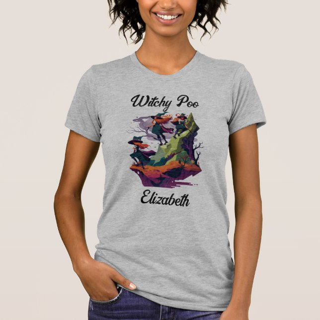 Halloween Witchy Poo Tee, personalize T Shirt (Framsida)