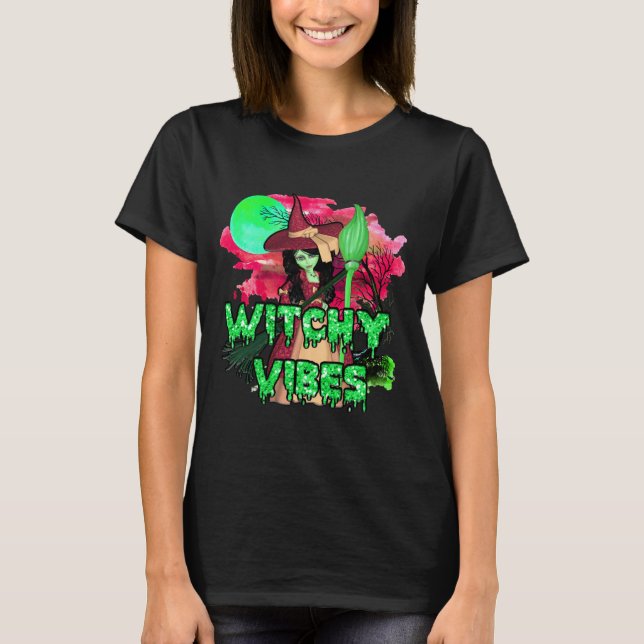 Halloween Witchy Vibes T Shirt (Framsida)
