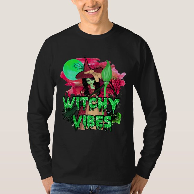 Halloween Witchy Vibes T Shirt (Framsida)