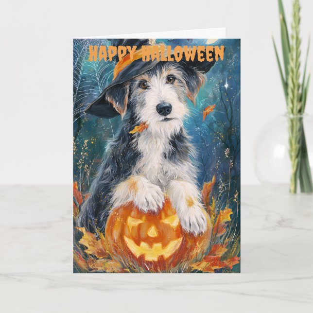 Halloween Wolfhound Hund Helgkort (Framsida)
