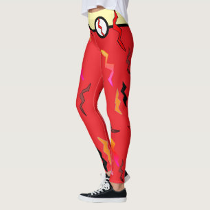 Halloween Woman Superhjälten Red Cream Leggings