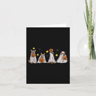 Halloween Women Ghost Hund Embroidery Effect Desig Kort