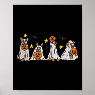 Halloween Women Ghost Hund Embroidery Effect Desig Poster