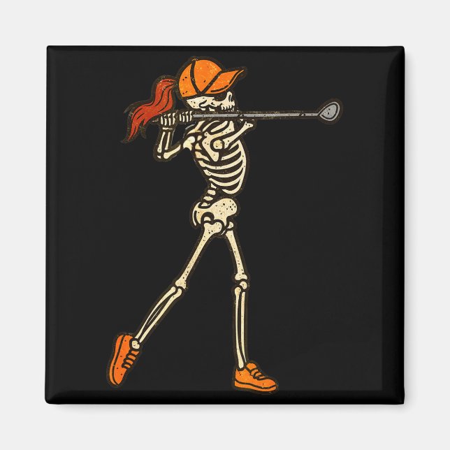 Halloween Women Golf Skeleton Funny Golf Halloween Magnet (Framsidan)