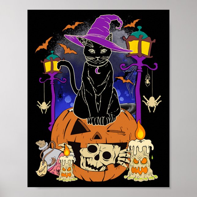 Halloween Women Manar Kids Halloween Black Cat Pum Poster (Framsidan)