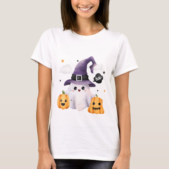 Halloween Women's Funny Ghost T Shirt (Framsida)