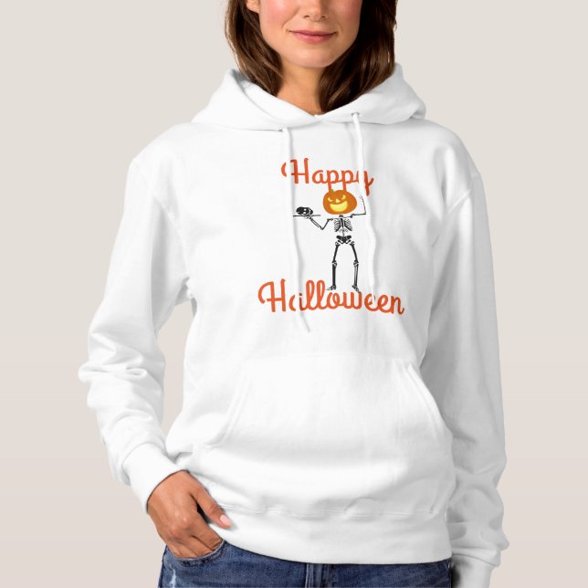 Halloween Women's Hooded Sweatshirt/Skeleton T Shirt (Framsida)