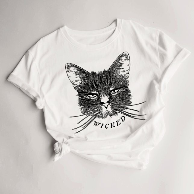 Halloween Womens Wicked Black Cat T-Shirt (Skapare uppladdad)