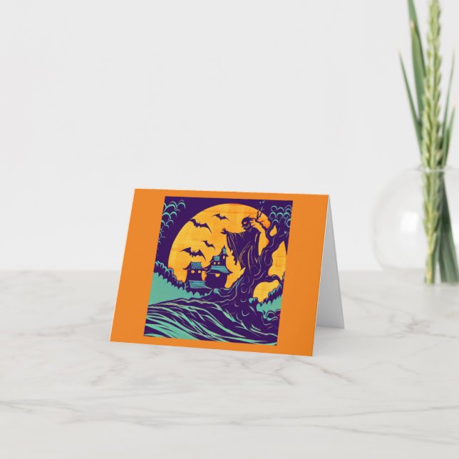 Halloween - Woodcut Stil 2 Kort (Framsida)