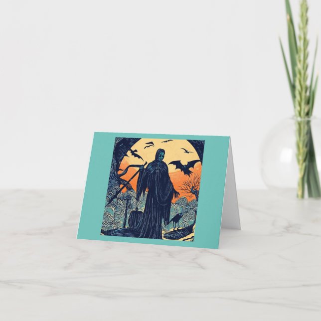 Halloween - Woodcut Stil 3 Kort (Framsida)