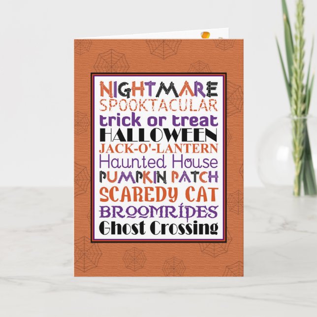 Halloween WordArt Julkort Kort (Framsida)