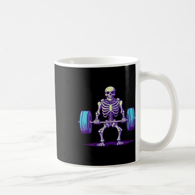 Halloween Workout Costume Funny Deadlift Skeleton Kaffemugg (Höger)