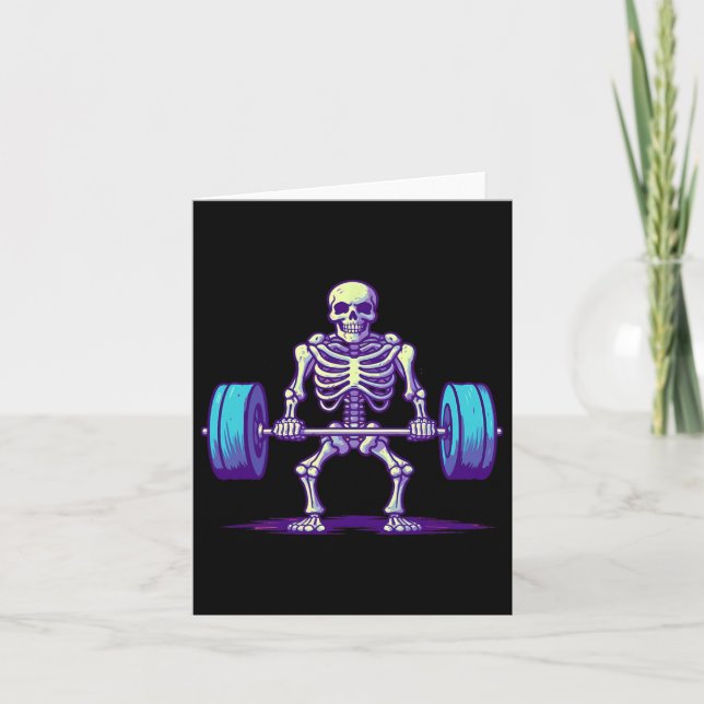 Halloween Workout Costume Funny Deadlift Skeleton Kort (Framsida)