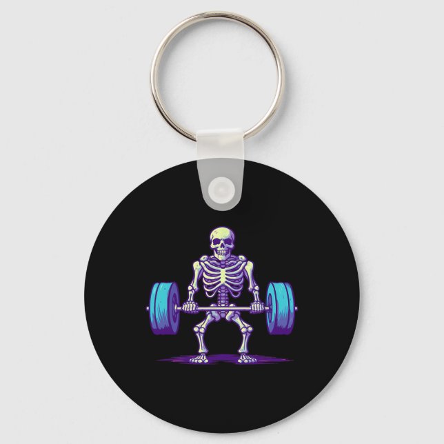 Halloween Workout Costume Funny Deadlift Skeleton Nyckelring (Framsida)