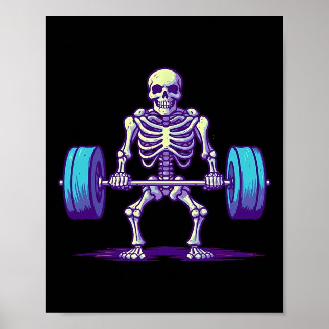 Halloween Workout Costume Funny Deadlift Skeleton Poster (Framsidan)