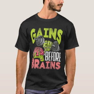 Halloween Workout Zombie Weightlift Gains Befor T Shirt