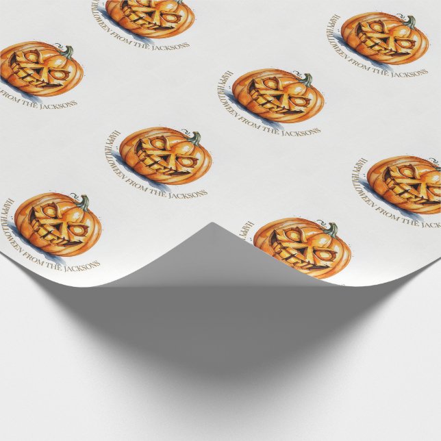Halloween Wrapping Papper - Carved Pumpkin, Anpass Presentpapper (Hörn)
