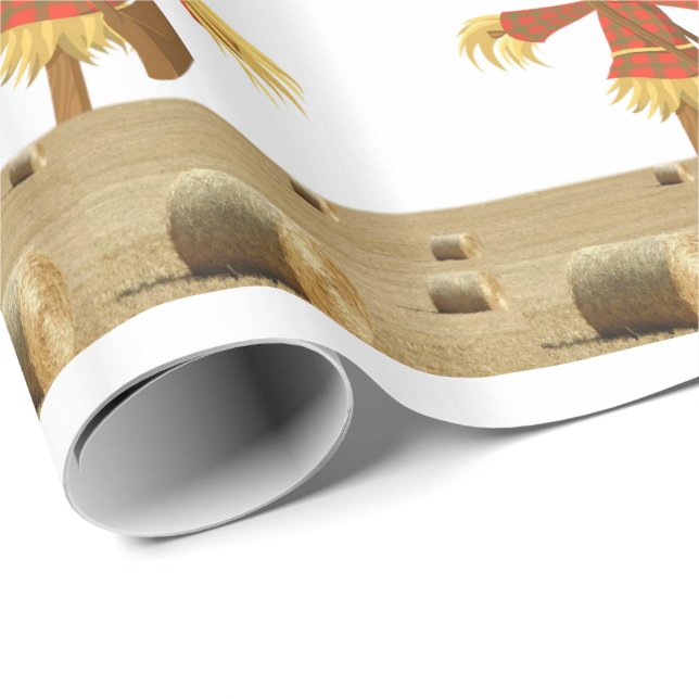 Halloween Wrapping Papper, Fågelskrämma Presentpapper (Rullad Hörn)