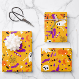 Halloween Wrapping Papper Flat Lakan set av 3