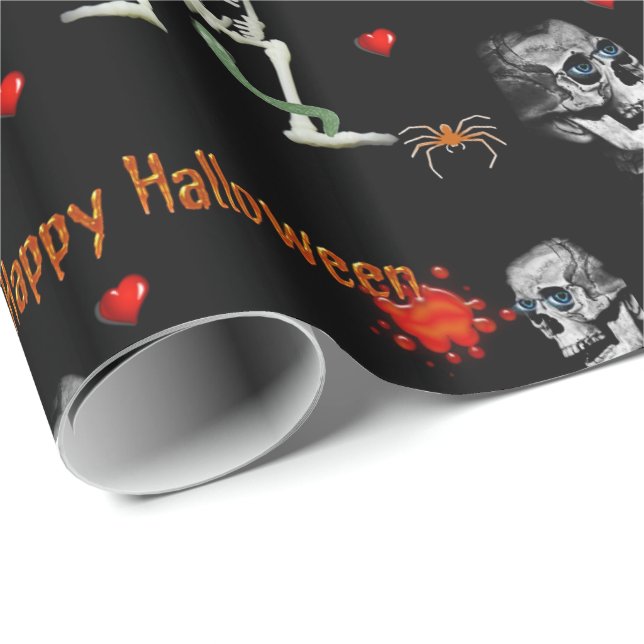 Halloween Wrapping Papper, Happy halloween Presentpapper (Rullad Hörn)