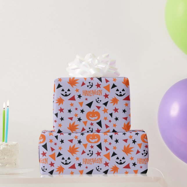 Halloween Wrapping Papper: Pumpkin, Löv, Stars Presentpapper (Festgåvor)