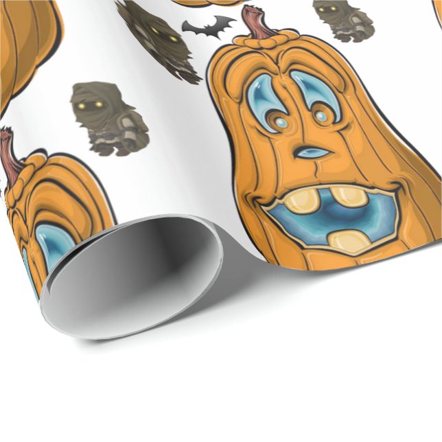 Halloween Wrapping Papper, Pumpkin Presentpapper (Rullad Hörn)