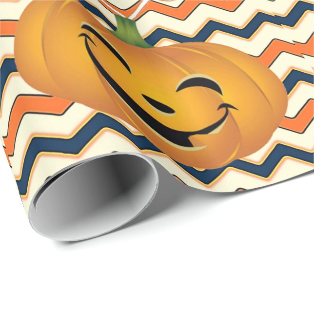 Halloween Wrapping Papper, Pumpkin Presentpapper (Rullad Hörn)