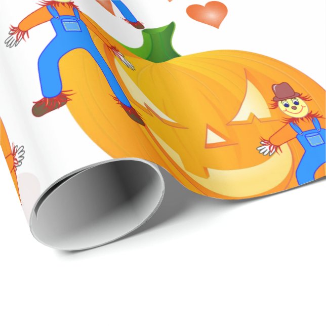 Halloween Wrapping Papper, Pumpkin Presentpapper (Rullad Hörn)