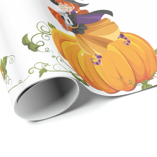 Halloween Wrapping Papper, Pumpkin Presentpapper (Rullad Hörn)